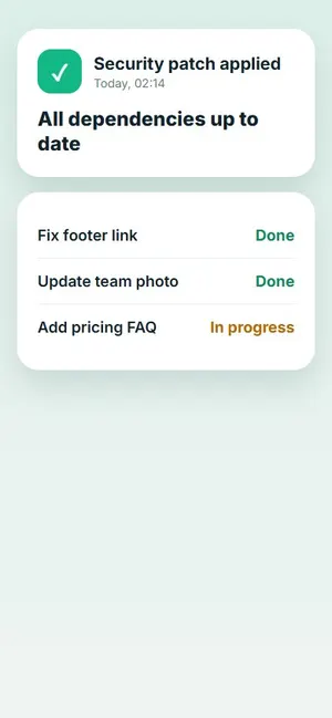 Sample security patch notification on a phone