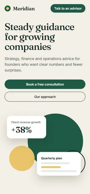 The same sample website on a phone